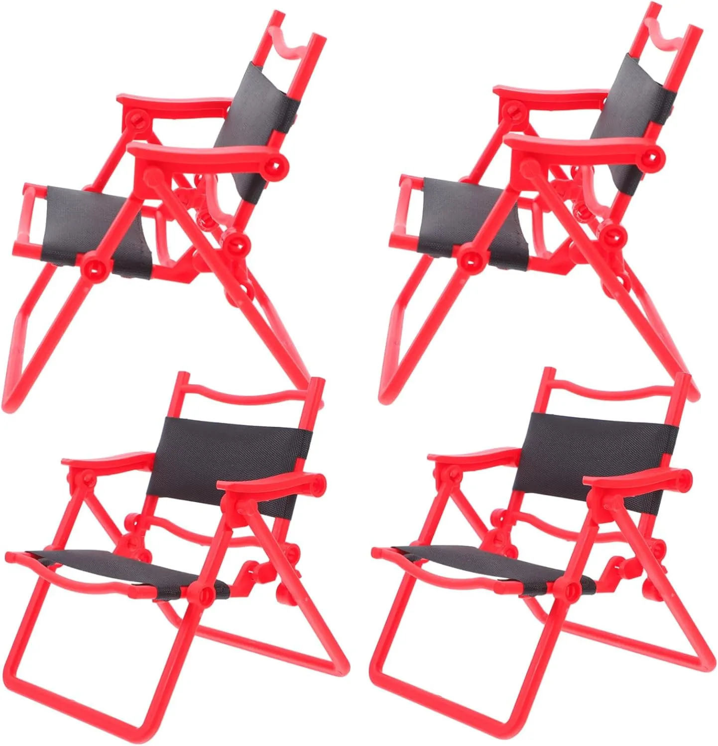 4pcs Miniature Folding Chairs Dollhouse Furniture Accessories for Boy Girl Realistic Beach Chair Design for Outdoor Scenes and Imaginative Play