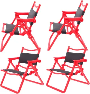 4pcs Miniature Folding Chairs Dollhouse Furniture Accessories for Boy Girl Realistic Beach Chair Design for Outdoor Scenes and Imaginative Play