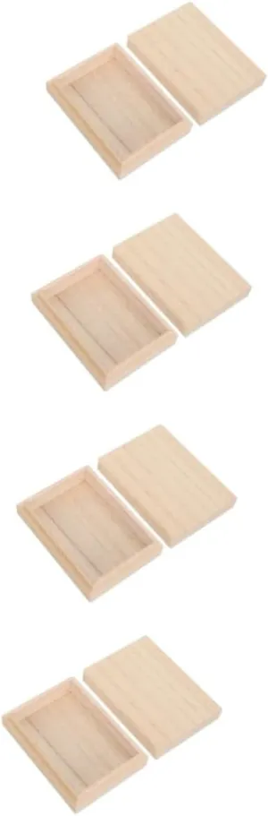 4pcs Wooden Poker Cards Storage Box Creative Empty Card Case Multi-purpose Wooden Container Portable Design