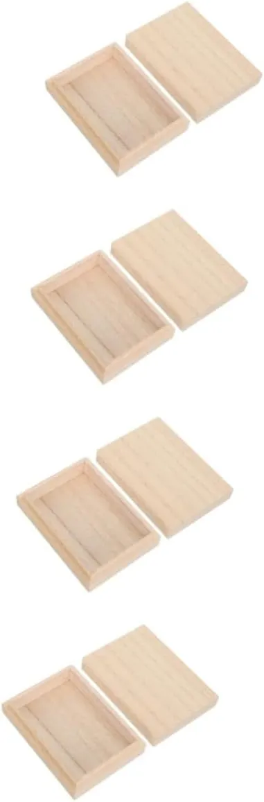 4pcs Wooden Poker Cards Storage Box Creative Empty Card Case Multi-purpose Wooden Container Portable Design