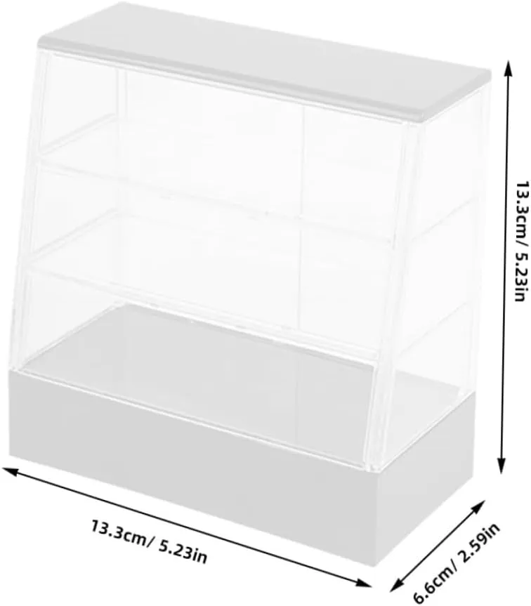 4sets Miniature Dollhouse Display Cabinet Clear Simulation Cake Showcase for Dollhouse Decor Accessory for Creative Arrangement and Realistic Play 2pcs*4