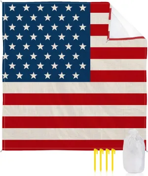 4th of July Patriotic Beach Blanket, Independence Day Stars Strips Flag Sandproof Waterproof Outdoor Mat Quick Drying Beach Accessories for Vacation Holiday Picnic Camping, 79"x83" for 1-4 Adults