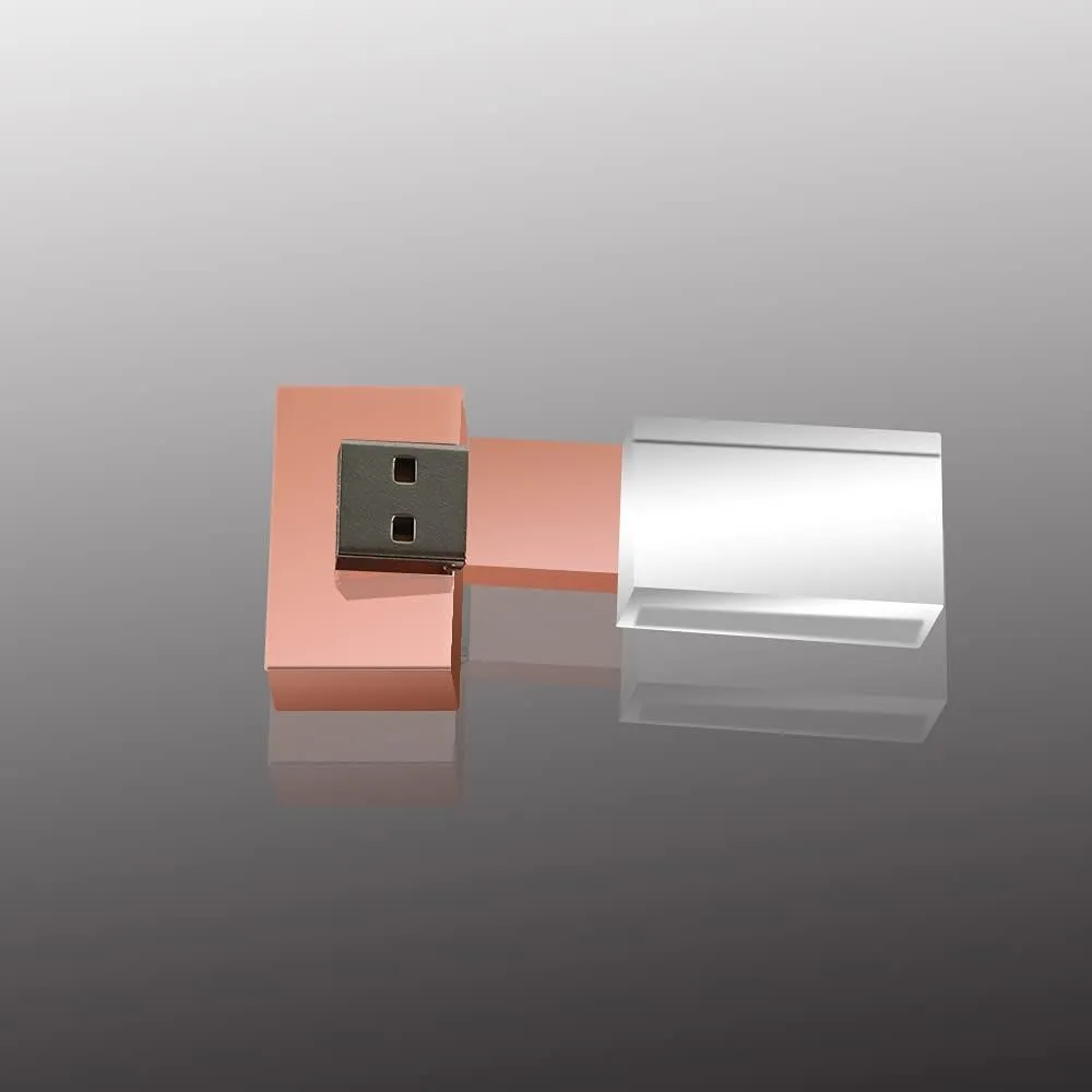 5 Pack 32GB USB 2.0 Bulk Flash Drives Rose Gold Crystal LED Light Memory Stick Glass Transparent Clear Thumb Drives Jump Drive Pendrive Zip Drive (32GB, Rose Gold Crystal x 5)