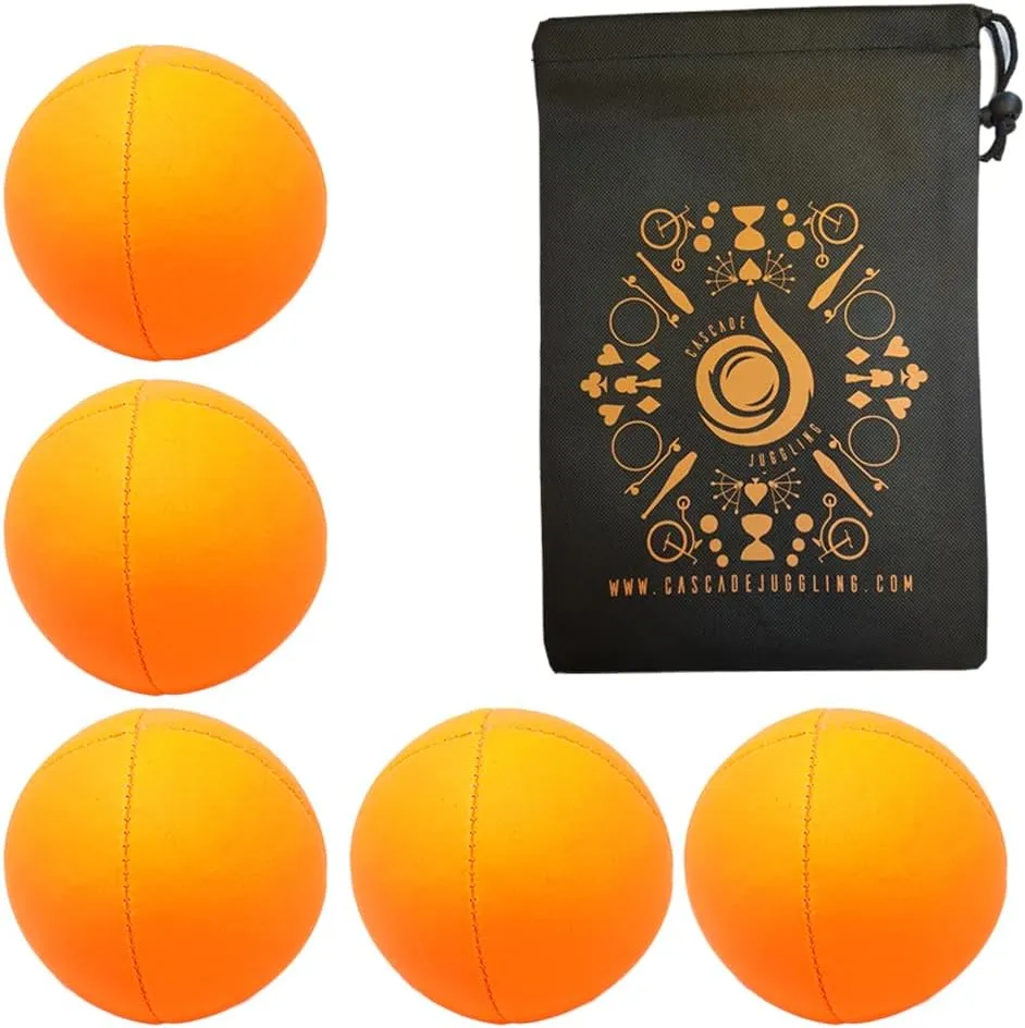 5 x Pro 115g Neon Classic Juggling Balls - Thud Juggling Balls & Bag - Set of 5 (Orange)