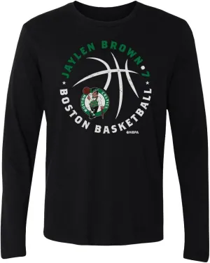 500 LEVEL Jaylen Brown Boston Celtics Long Sleeve Shirt - Jaylen Brown Boston Celtics Player Ball WHT