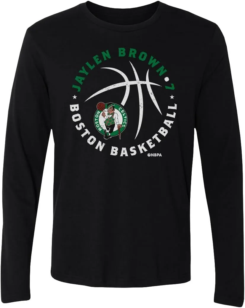 500 LEVEL Jaylen Brown Boston Celtics Long Sleeve Shirt - Jaylen Brown Boston Celtics Player Ball WHT