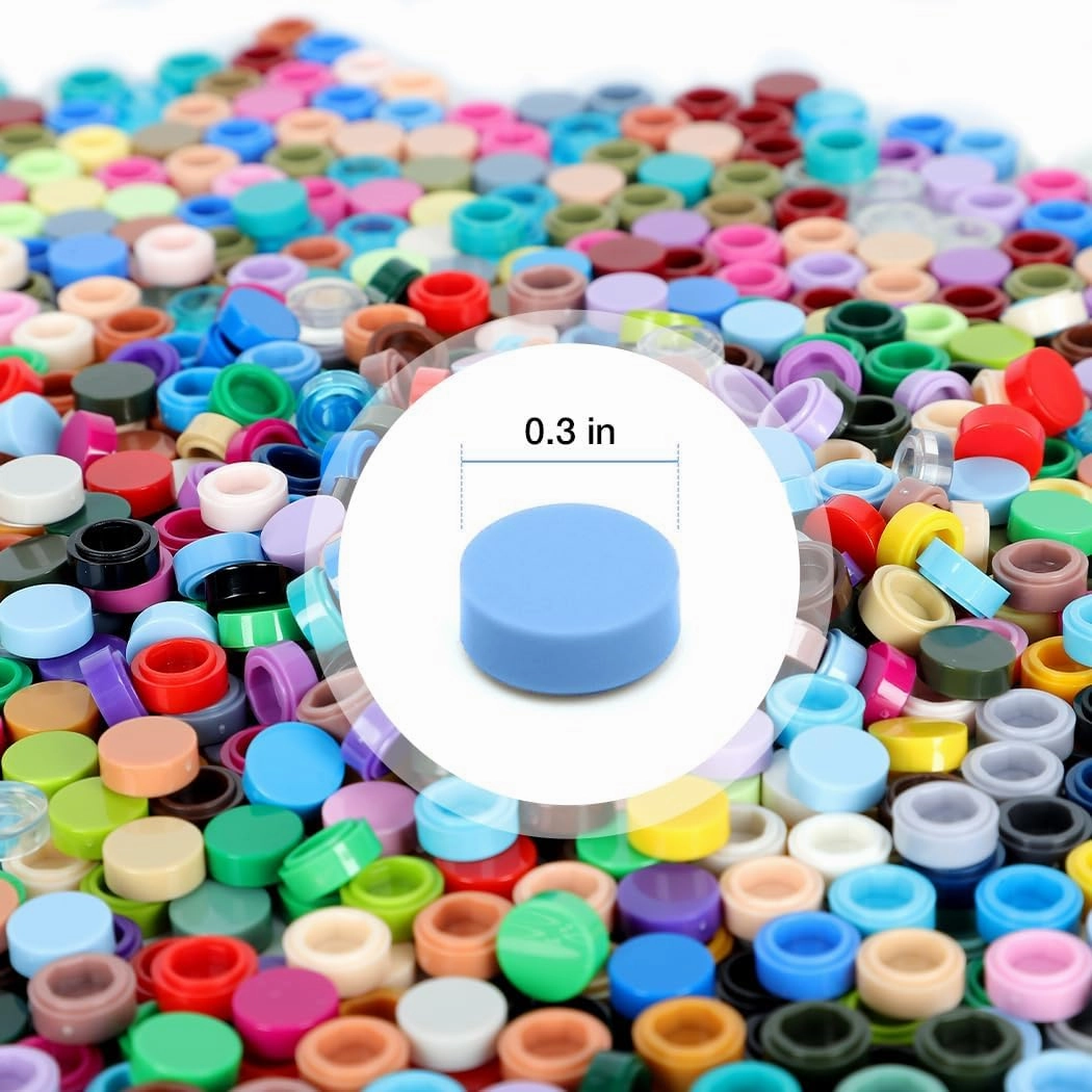 5400PCS Pixel Bricks, 1X1 Round Plates - 54 Colors Building Blocks Parts and Pieces with 2 Pack 10”x10” White Peel-and-Stick Building Baseplates - Pixel Arts Dots Bulk Studs Accessories Kit