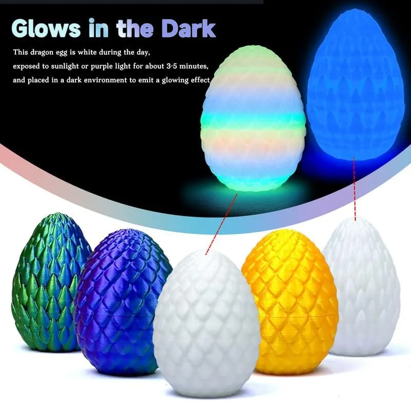 5PCS 3D Printed Dragon Eggs with Dragon Inside, 2 Style Mini Mystery Dragon Egg Articulated Crystal Dragon Toy, Easter Eggs - Unique Gift Idea for Children & Fantasy Lovers (Multicolor5-5PCS)