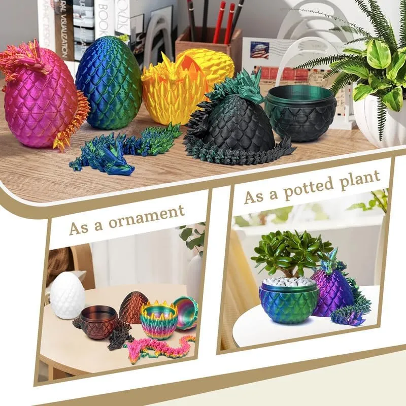 5PCS 3D Printed Dragon Eggs with Dragon Inside, 2 Style Mini Mystery Dragon Egg Articulated Crystal Dragon Toy, Easter Eggs - Unique Gift Idea for Children & Fantasy Lovers (Multicolor5-5PCS)