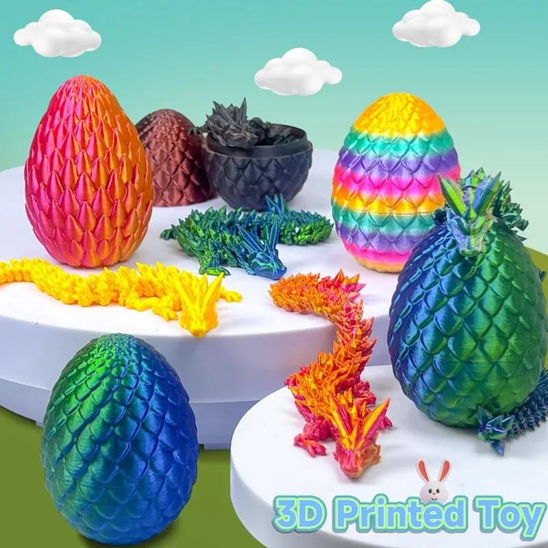 5PCS 3D Printed Dragon Eggs with Dragon Inside, 2 Style Mini Mystery Dragon Egg Articulated Crystal Dragon Toy, Easter Eggs - Unique Gift Idea for Children & Fantasy Lovers (Multicolor5-5PCS)