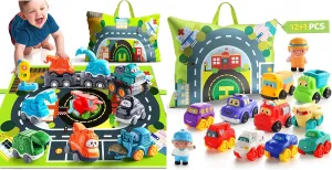 6 Colorful Cars with Big Trailers Toy Set   Soft Rubber Cars Toy Set for Babies & Toddlers