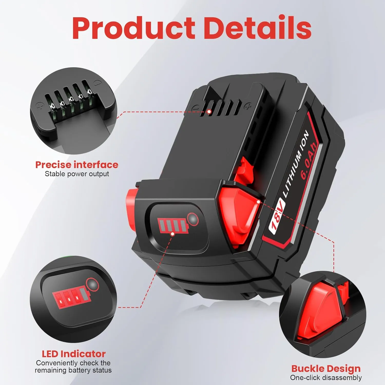 6.0Ah 18V for Milwaukee M-18 Battery WK18 N12-18C Dual Port Charger Compatible for Milwaukee 18v Battery and Charger Combo Fast Charging M12 M-18 48-11-1850 48-11-1860 48-11-1820 48-11-1840 48-11-1815