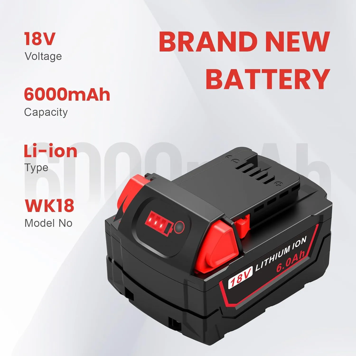 6.0Ah 18V for Milwaukee M-18 Battery WK18 N12-18C Dual Port Charger Compatible for Milwaukee 18v Battery and Charger Combo Fast Charging M12 M-18 48-11-1850 48-11-1860 48-11-1820 48-11-1840 48-11-1815