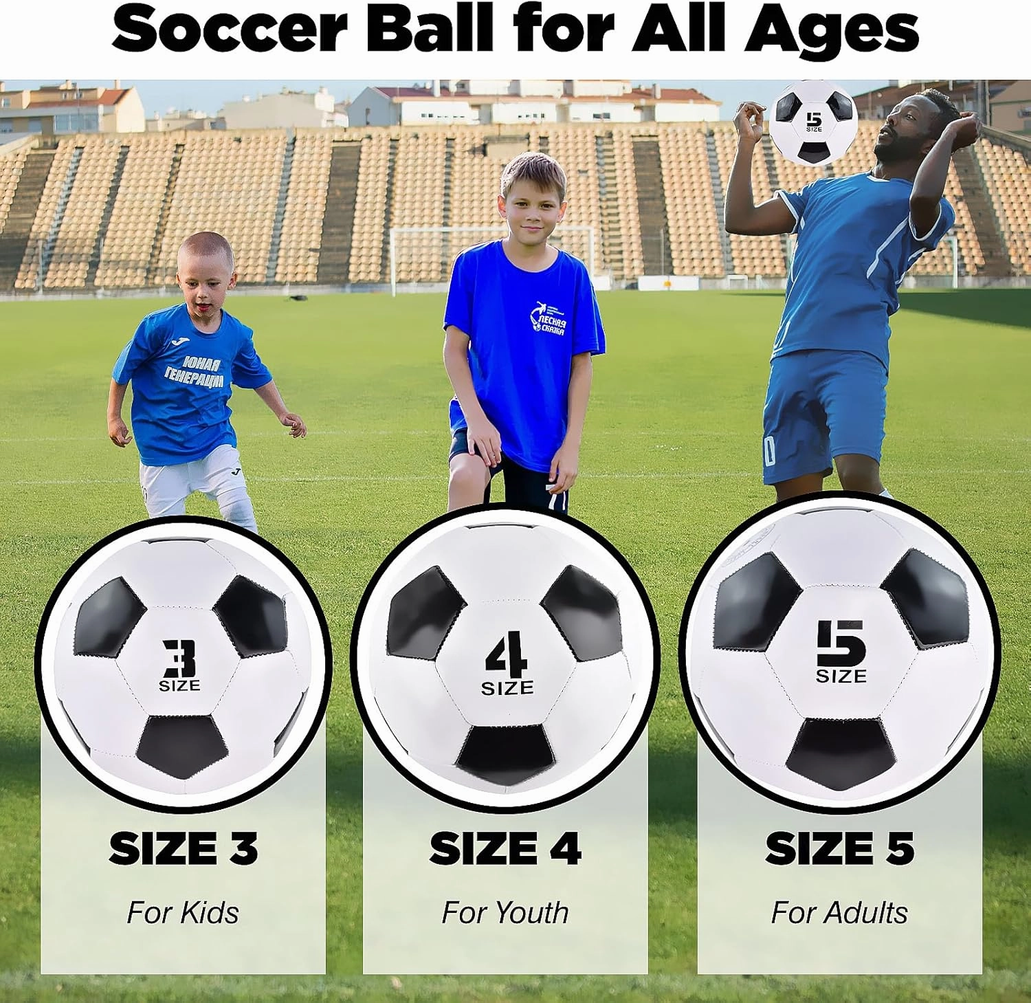 6 Pack Classic deflated Soccer Balls Size 3/4/5 with Pump and Mesh Bag for Indoor Outdoor Lawn Game Training Practice Bulk Sport Gift for Teens Adults
