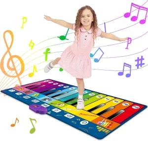 6ft Floor Piano Mat for Toddlers, 24 Keys Musical Mat with 8 Instrument Sounds, Record and Adjustable Vol, Kids Dance Mat Toys Easter Birthday Gifts for Boys and Girls Ages 3 and Above