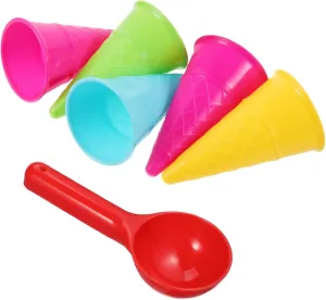 6pcs Plastic Ice Cream Cones Beach Toy,Kids Sand Mold Play Sand Mold for Outdoor Beach Toys Set