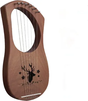 7-Tone Harp Lyre Greek Mahogany Handmade Small Instrument (Yaqin Retro Reindeer)