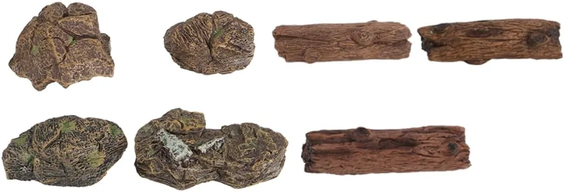7Pcs Miniature Stump and Rock Model Realistic Landscape Decor for Fairy Gardens Dollhouses and Tables Material for Play
