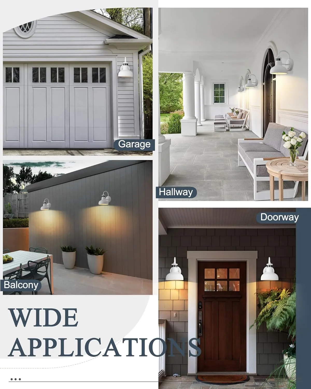 7" Outdoor Light Fixture with Motion Sensor, Dusk to Dawn Exterior Wall Light E26 Base Socket Barn Light, IP65 Waterproof Outside Wall Sconce for Porch, House, Garage, Farmhouse, 2210SWH-1