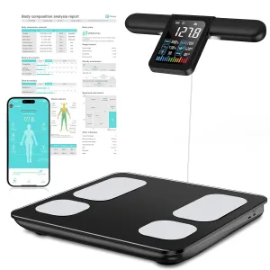 8 Electrode Smart Body Fat Scale with BMI, Body Fat, Muscle Mass, 28 Body Composition Metrics, Rechargeable High Precision Scale with Color VA Display for Home & Fitness
