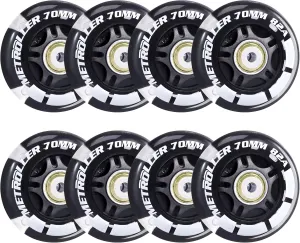 8 Pack 70mm Light up 82A Inline Skate Wheels with ABEC-7 Bearing, Indoor Outdoor Inline Skate Wheels Replacement Roller Blade Wheels Without Tool