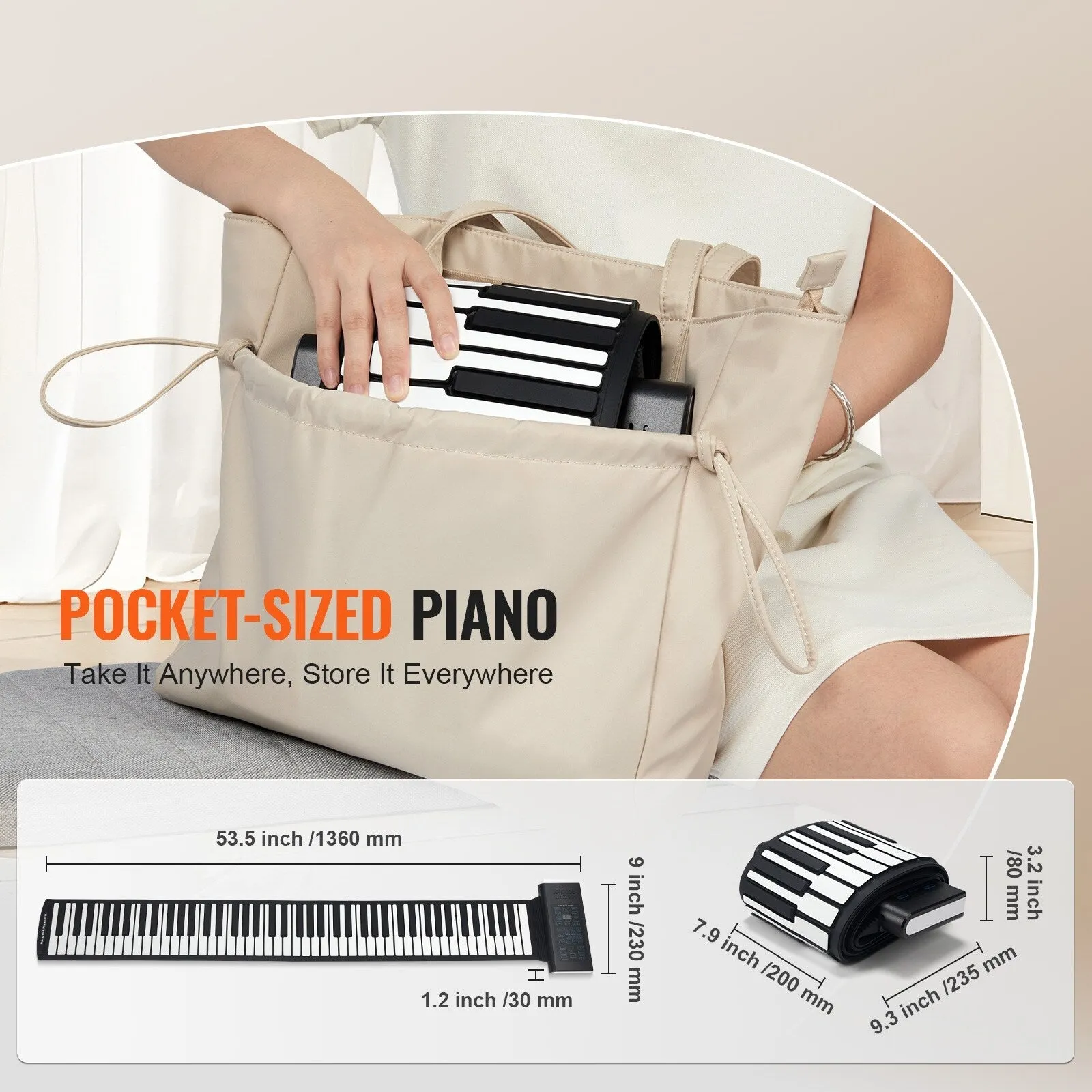 88 Keys Roll Up Keyboard Piano for Kids Beginners Adults - 88 Keys