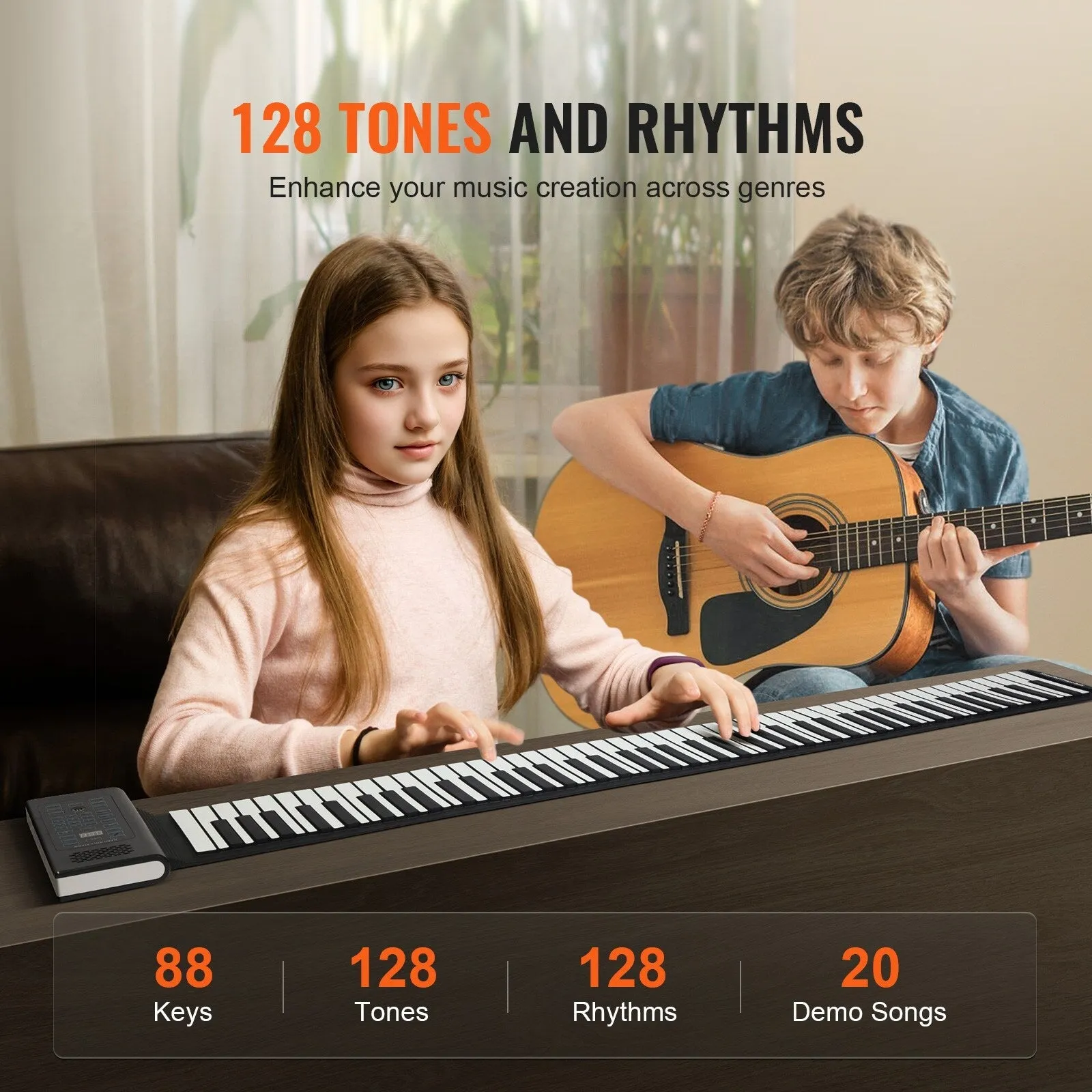 88 Keys Roll Up Keyboard Piano for Kids Beginners Adults - 88 Keys