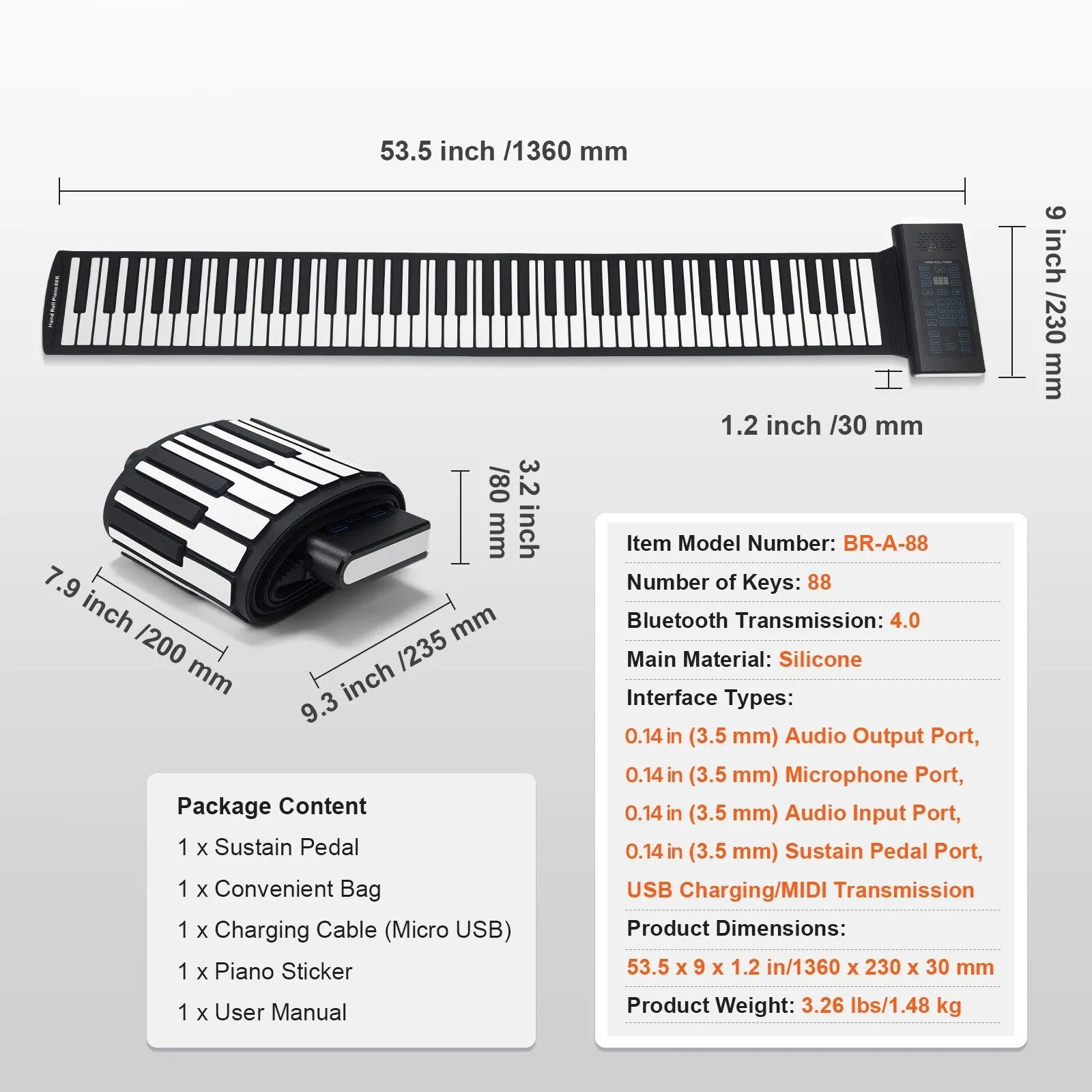88 Keys Roll Up Keyboard Piano for Kids Beginners Adults - 88 Keys