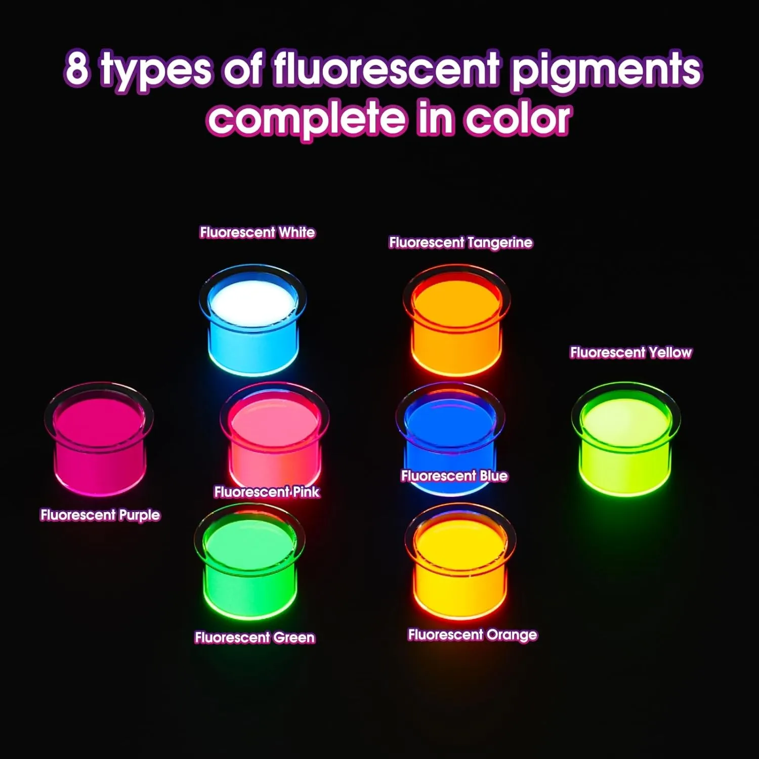 8Pcs Tattoo Ink Color Set, Glow in The Blacklight Tattoo Ink Set, Skin-Safe Permanent Tattooing for 3D Makeup Beauty Skin Body Art, 1/2 oz 15ml/Bottle, 8 Color (15ml, 8Color)