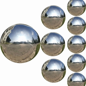 9pcs 5x2.4in/3x3.2in/1x6in Diameter Gazing Ball,Silver Stainless Steel Polished Reflective Smooth Garden Sphere Globe Mirror,Colorful and Shiny Addition to Any Garden or Home