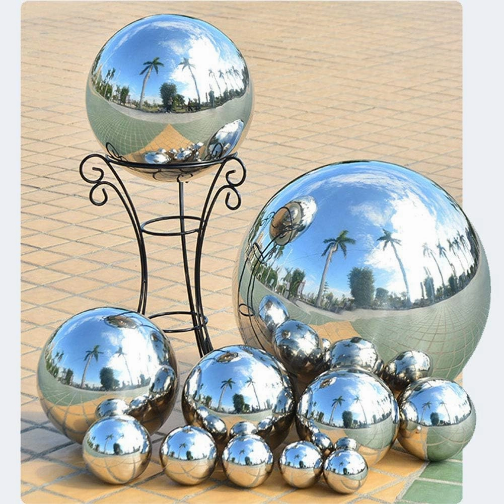 9pcs 5x2.4in/3x3.2in/1x6in Diameter Gazing Ball,Silver Stainless Steel Polished Reflective Smooth Garden Sphere Globe Mirror,Colorful and Shiny Addition to Any Garden or Home
