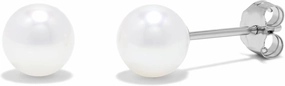 .925 Sterling Silver Round White Freshwater Cultured Pearl Wedding Classic Stud Earrings - 4mm-4.5mm
