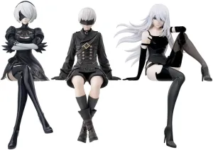 A2 Figure Anime 2B Action Figure Statue 9S Figurine 5.9in Game Lady Sitting Position Sculpture Model Collectible Desktop Decoration Gifts 3PCS