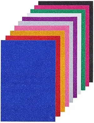 A4 Glitter Foam Sheet Sparkles 2 mm Thick 10 Different Color, for Art & Craft