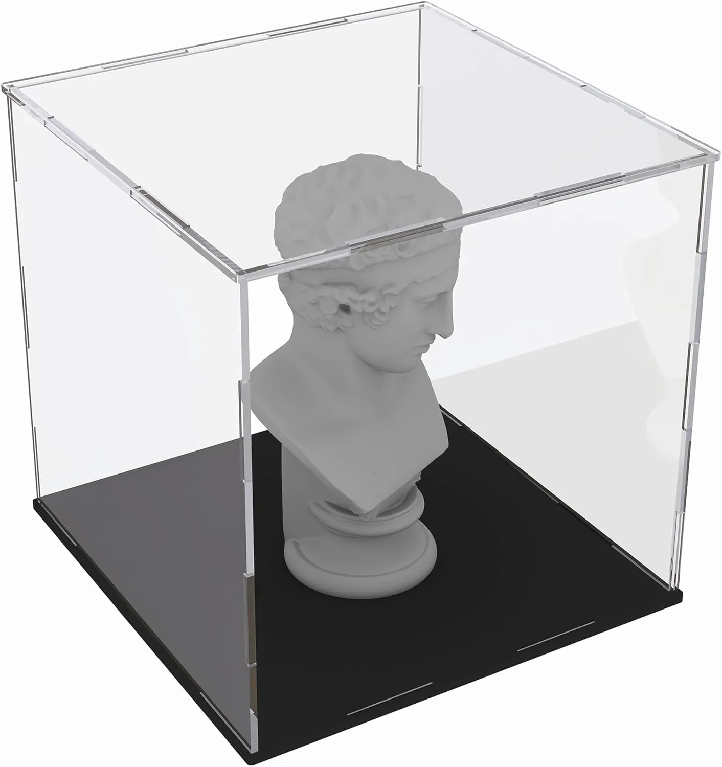 Acrylic Display Case for Collectibles and Toys, Versatile Clear Acrylic Display Box with Black Base for DIY Dollhouse and Tiny House, 10x8x9-inch