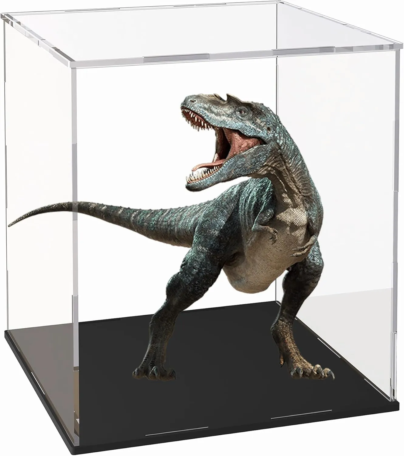 Acrylic Display Case for Collectibles and Toys, Versatile Clear Acrylic Display Box with Black Base for DIY Dollhouse and Tiny House, 10x8x9-inch