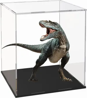 Acrylic Display Case for Collectibles and Toys, Versatile Clear Acrylic Display Box with Black Base for DIY Dollhouse and Tiny House, 10x8x9-inch