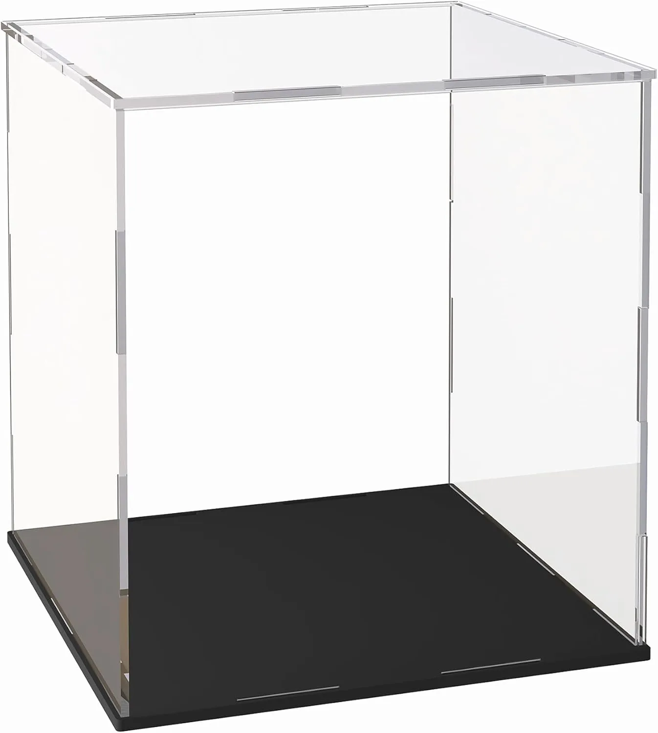 Acrylic Display Case for Collectibles and Toys, Versatile Clear Acrylic Display Box with Black Base for DIY Dollhouse and Tiny House, 11x9x11-inch