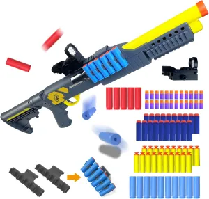 AGM MASTECH Toy Gun Models Foam Blasters (28-Inch) Soft Bullet Shotgun, Empty Shell Ejecting Design, Perfect for Indoor and Outdoor Play. with 15 Shells 64 Soft Darts 2 Ammunition Racks.