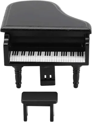 AIEB Miniature Piano Wooden Black Upright Piano Minature Dollhouse Dollhouse Accessory for Dollhouse(Black)