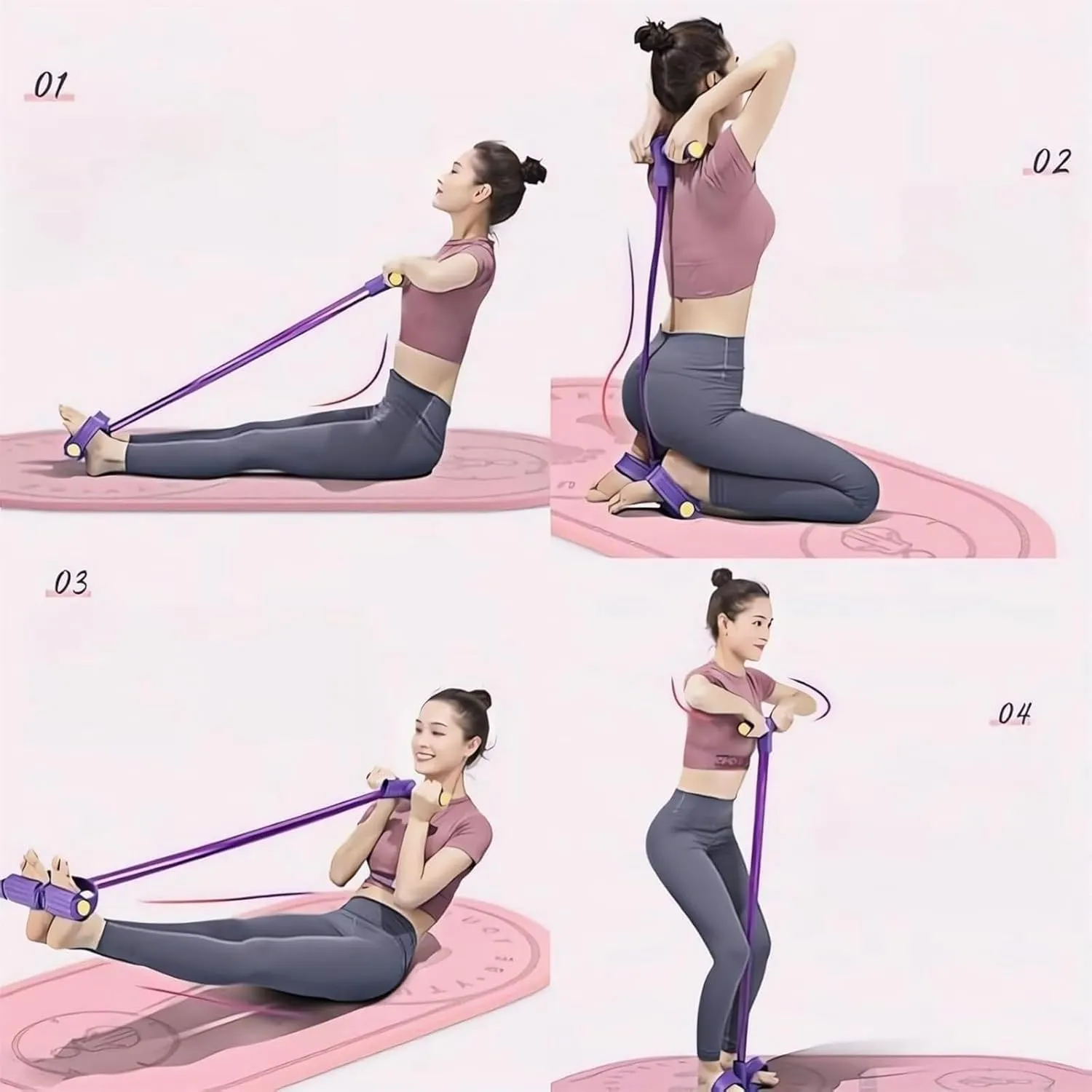 Aimierbuy Stirrup Puller, Stirrup Puller for Exercise, 21 Fitness Resistance Bands-4 Tube Pedal Ankle Puller, Multifunction Tension Rope for arm and Leg Workouts