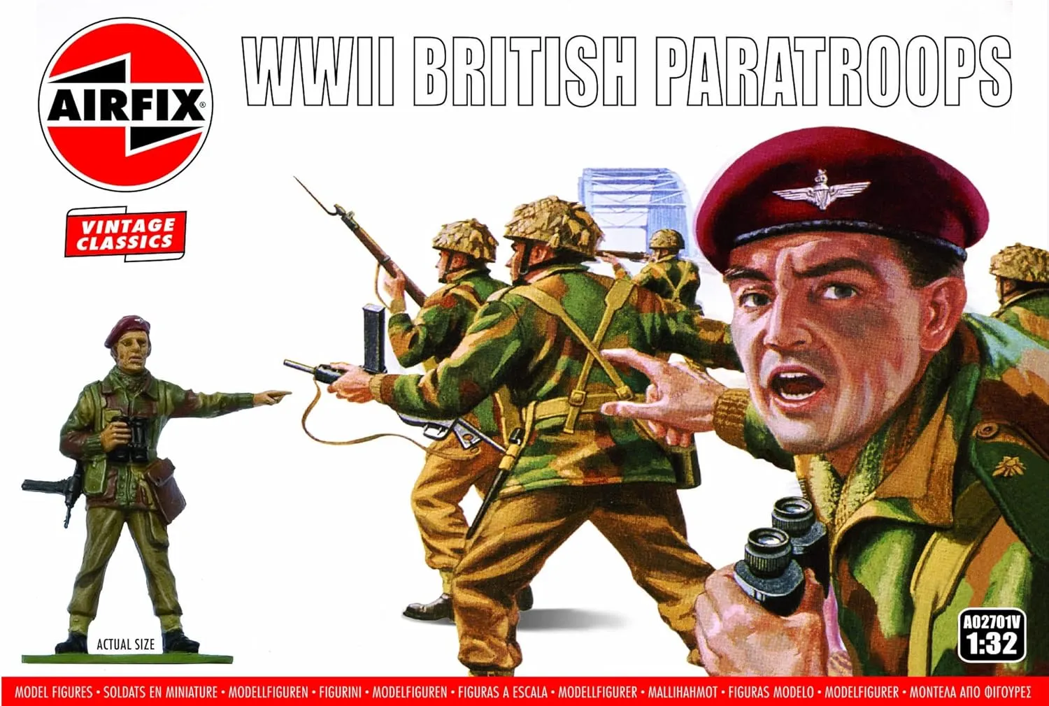 Airfix Mini Army Figures - A02701V WWII British Paratroops - Military Figurines, Plastic Soldiers for Adults & Children 14 , Sets Includes 14 Unpainted Soldier Toys - War Games Miniatures