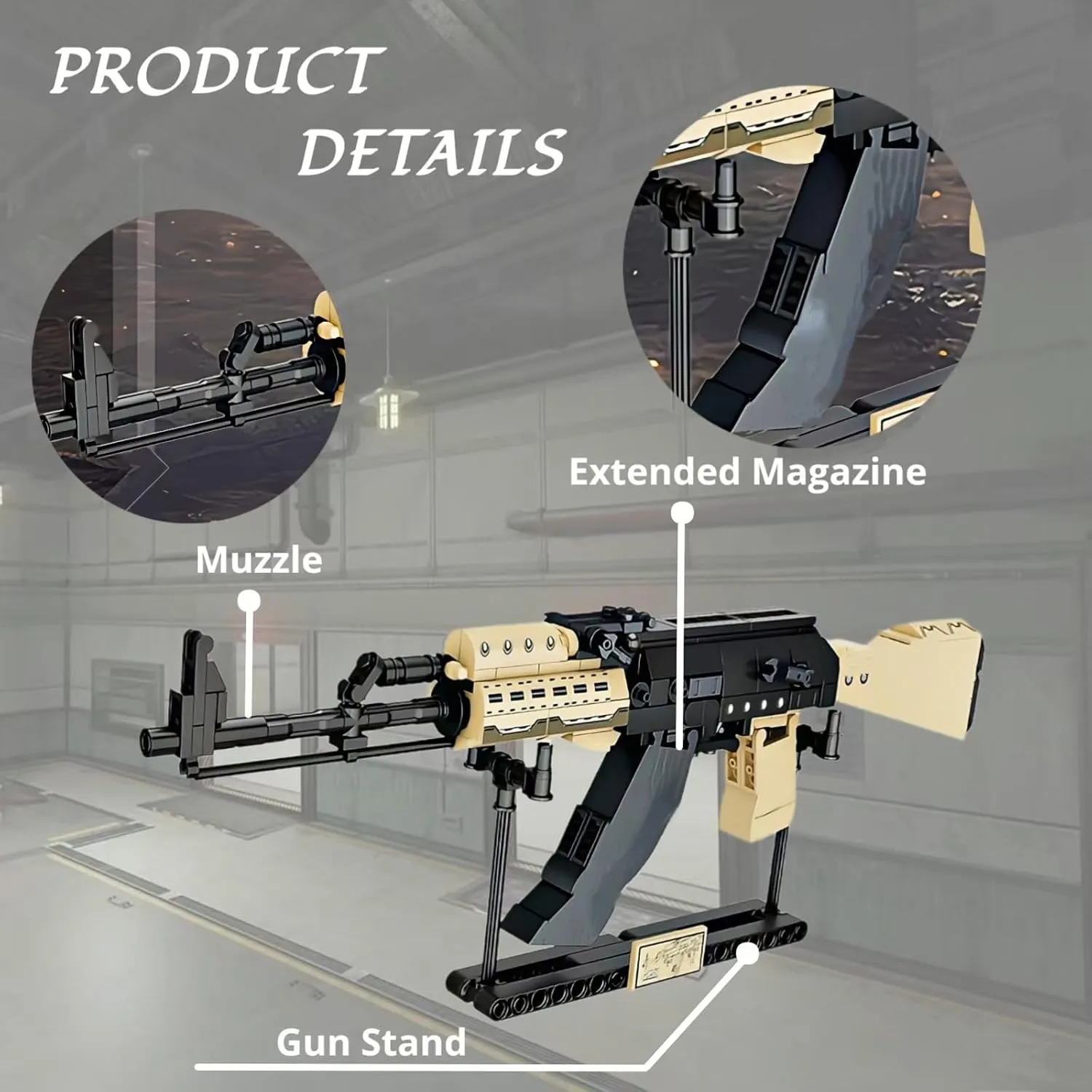 AK Gun Building Blocks Set, 2 in 1 DIY Assembling Gun or Mech Model, 382 Pieces Bricks Collectible Military Weapon Toy Set Gift for Boys Adult or Firearm Fans
