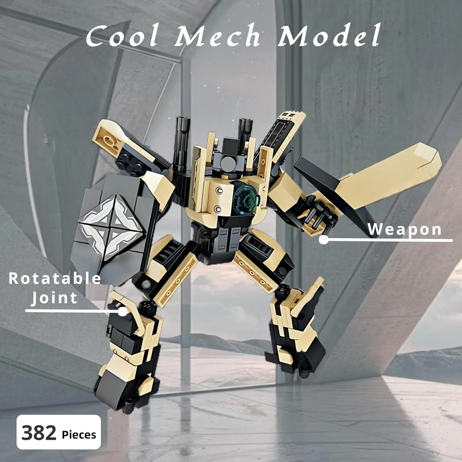 AK Gun Building Blocks Set, 2 in 1 DIY Assembling Gun or Mech Model, 382 Pieces Bricks Collectible Military Weapon Toy Set Gift for Boys Adult or Firearm Fans