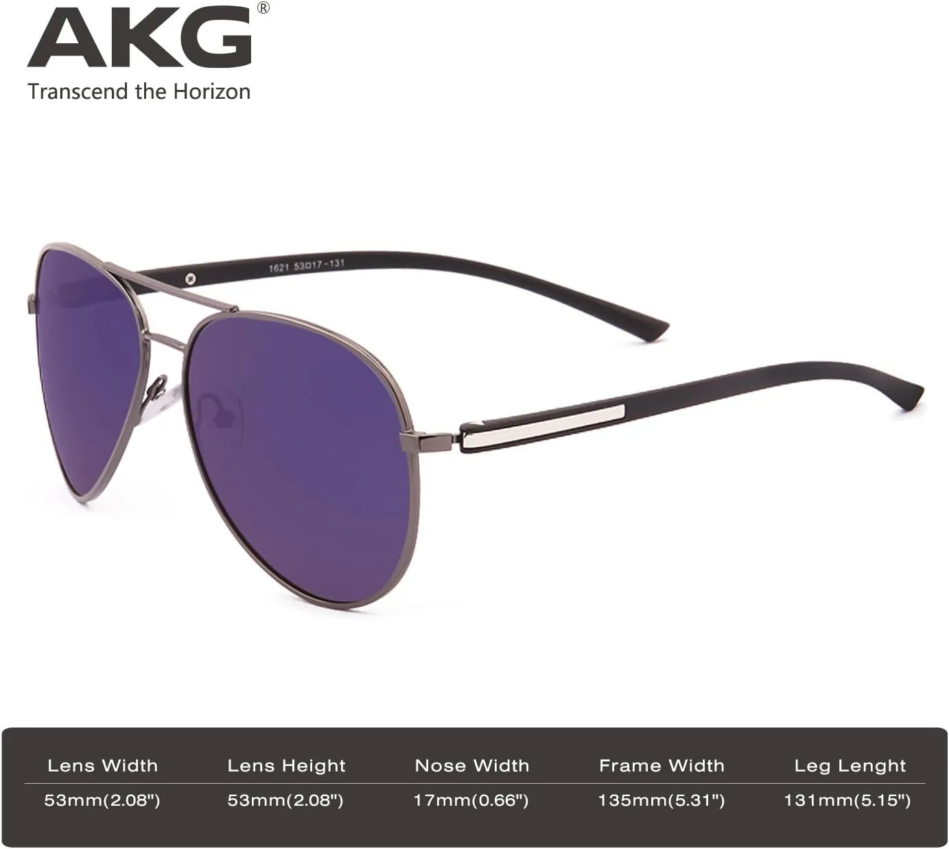 AKG Aviator Mirror UV400 Polarized Sunglasses for Men Women with Case 1621