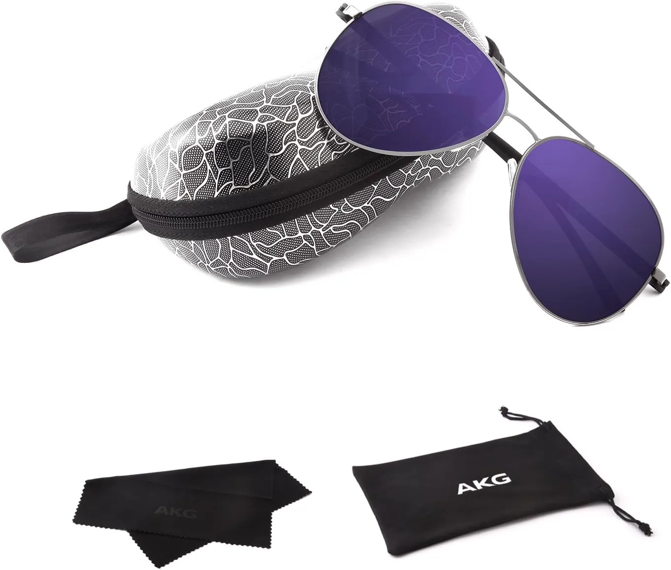 AKG Aviator Mirror UV400 Polarized Sunglasses for Men Women with Case 1621