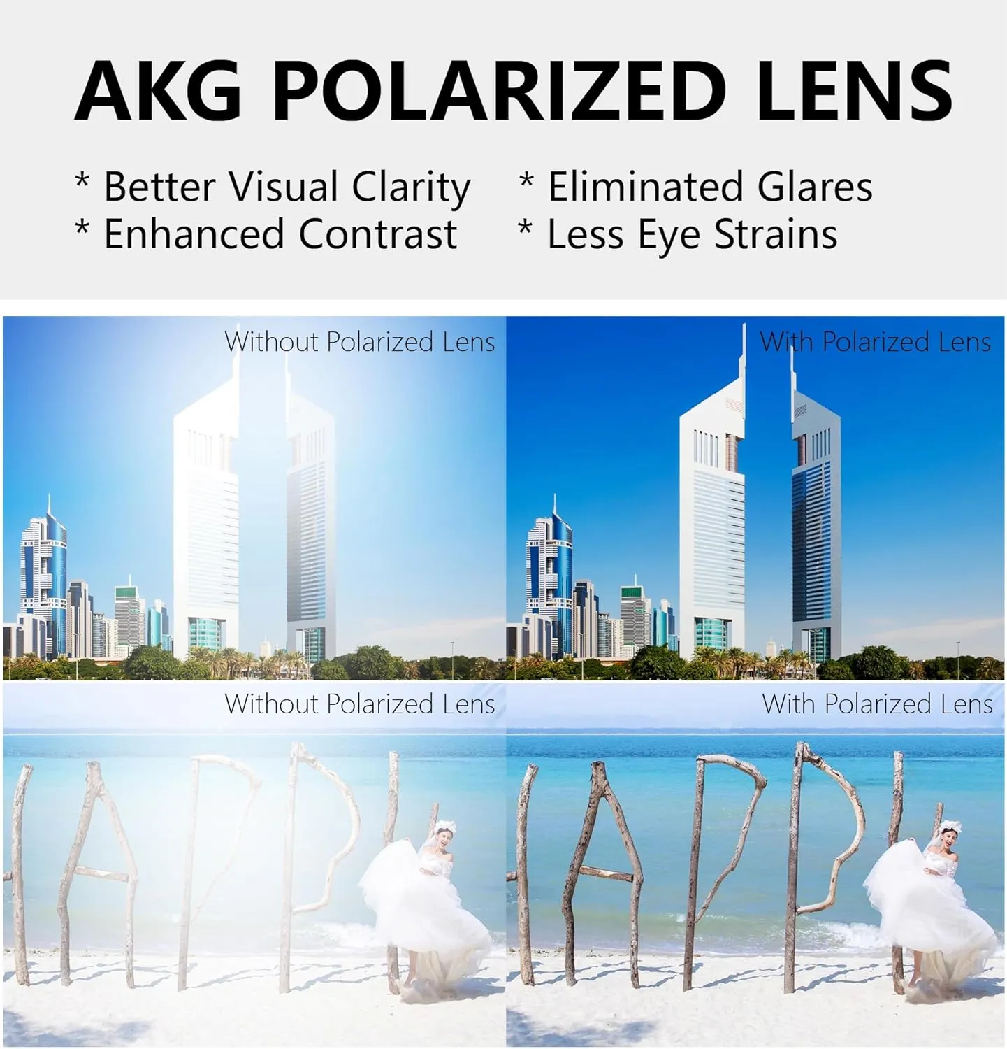 AKG Aviator Mirror UV400 Polarized Sunglasses for Men Women with Case 1621