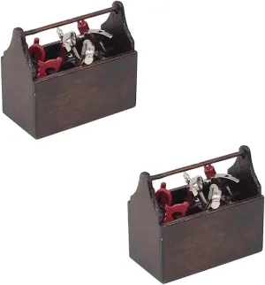 Alasum 2 Sets Dollhouse Toolbox Family Toolbox Suit Model mini Doll House Wood