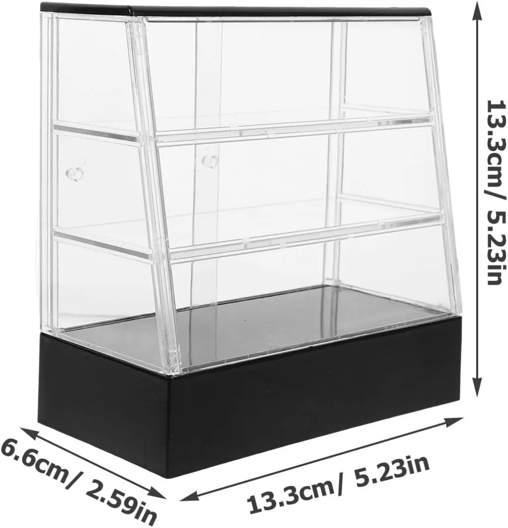 Alasum Miniature Bakery Case Cake Stand Display Cabinet Shelf with Sliding Door Miniature Bakery Cabinet Model Dollhouse Cupboard Doll House Furniture Decoration Black for 15 Years Old