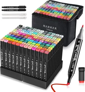 Alcohol Markers,120 Colors Dual Tip Art Markers for Kids & Adult Coloring Sketching Drawing Markers for Artists Paint Markers Pen with Carry Case